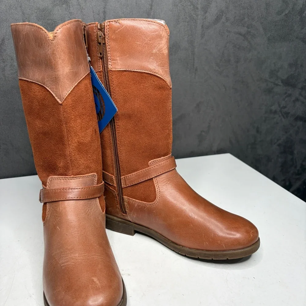 Stride Rite SR Juliette Girls Boots Leather Suede Tall Zip Riding Boots Youth 3W